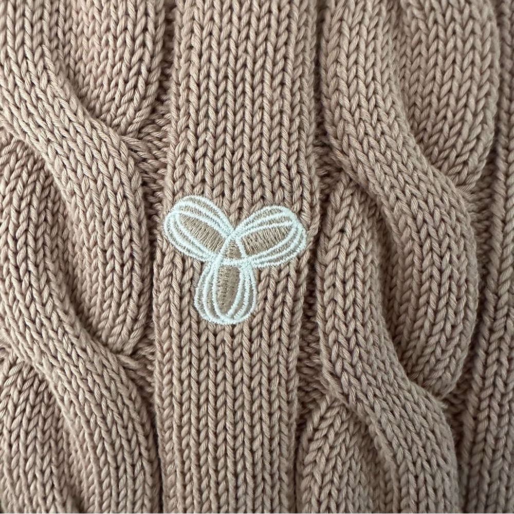 TNA CROPPED V-NECK CABLE KNIT TAN SWEATER WOMENS SZ SMALL